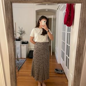 Zara long satin skirt, with flower pattern